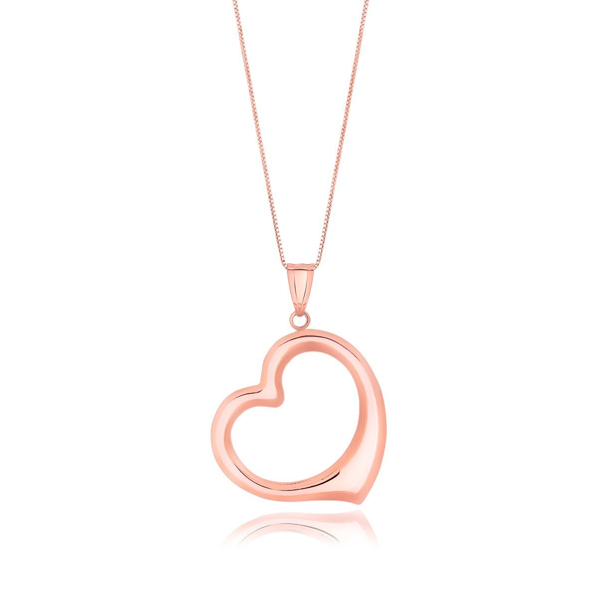 Size: 18 - 14k Rose Gold Floating Heart Drop Pendant