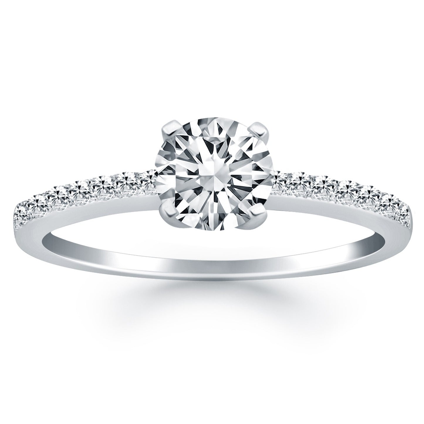 Size: 8.5 - 14k White Gold Engagement Ring Mounting with Pave Diamond Band