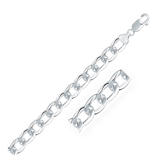 Size: 8.5'' - Rhodium Plated 8.4mm Sterling Silver Curb Style Bracelet