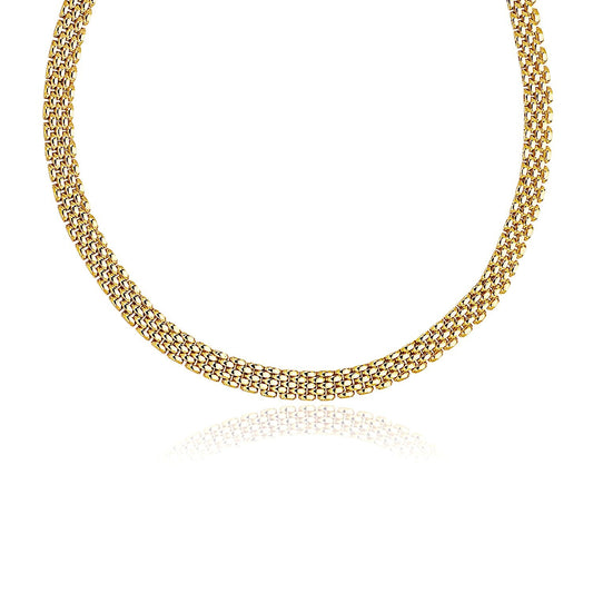 Size: 17'' - 14k Yellow Gold Fancy Polished Multi-Row Panther Link Necklace