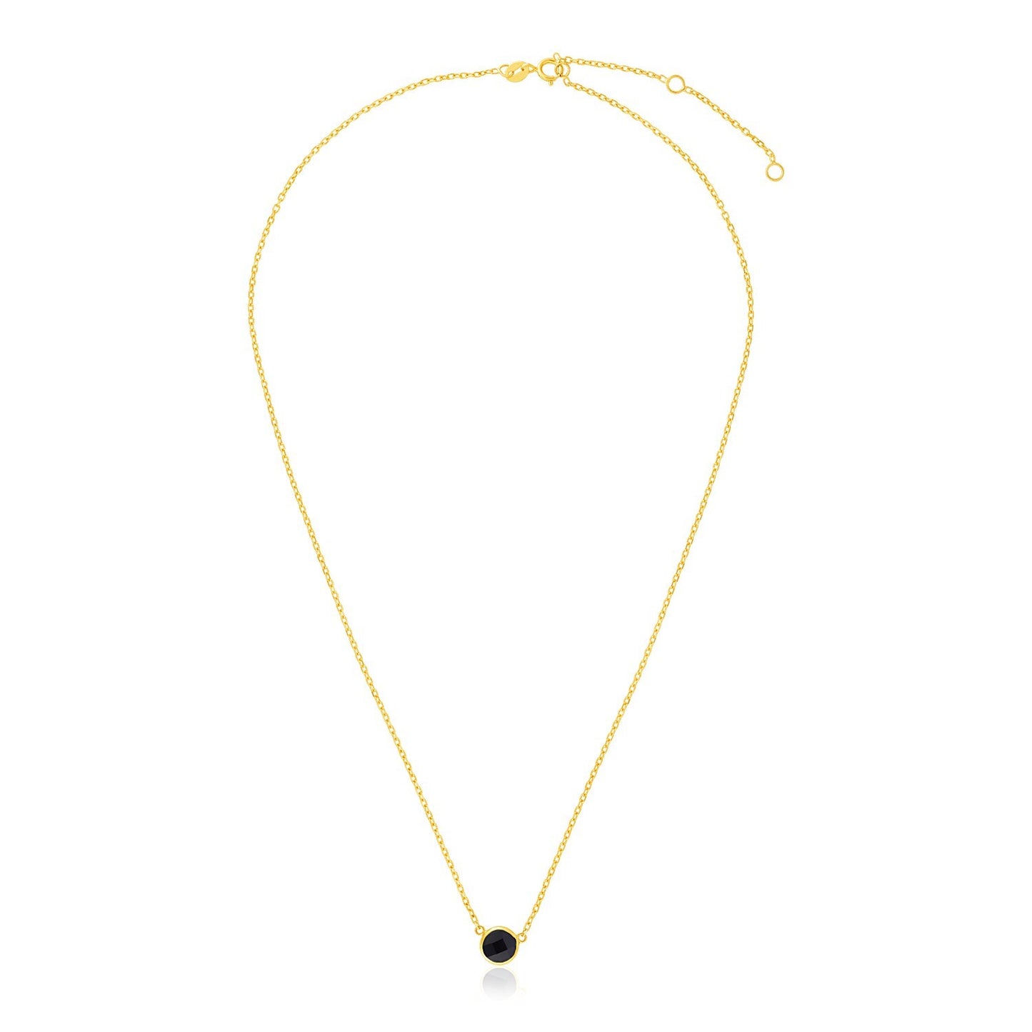 14k Yellow Gold Necklace with Round Onyx