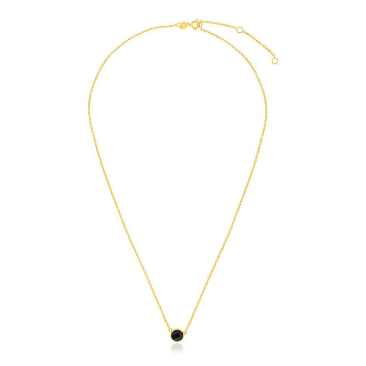 14k Yellow Gold Necklace with Round Onyx