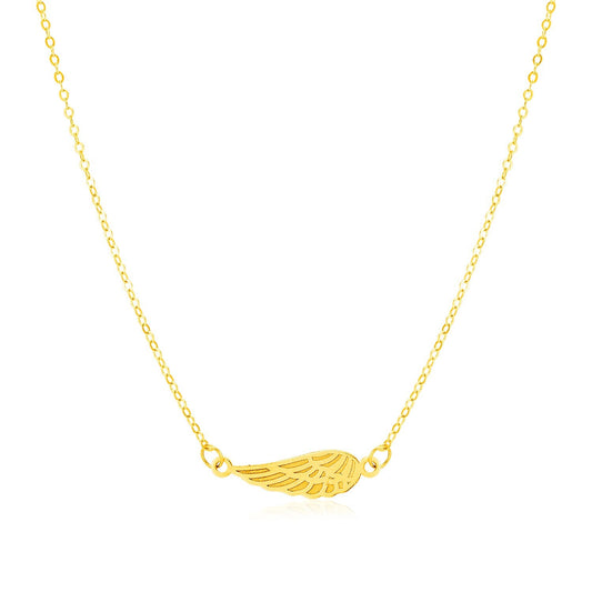 Size: 18'' - 14K Yellow Gold Angel Wing Necklace