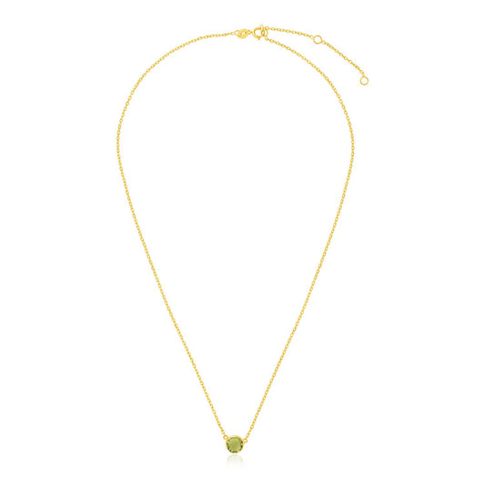 Size: 17'' - 14k Yellow Gold 17 inch Necklace with Round Peridot