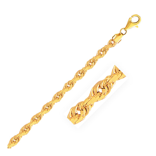 Size: 22'' - 14k Yellow Gold Solid Diamond Cut Rope Chain (5.00 mm)