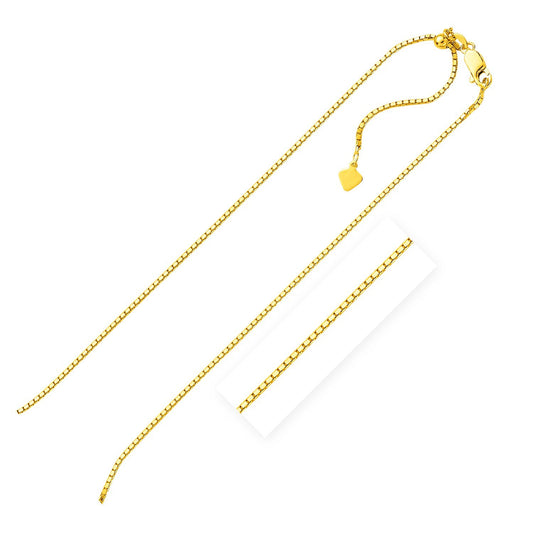 Size: 22'' - Sterling Silver Yellow Finish Adjustable Box Chain (1.40 mm)