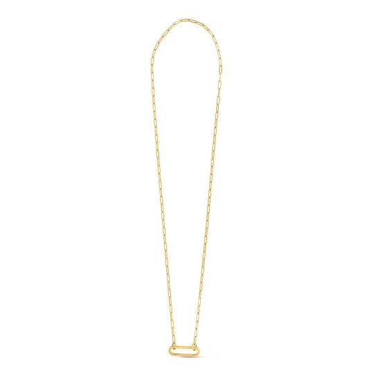 Size: 18 - 14k Yellow Gold Elongated Link Paperclip Necklace