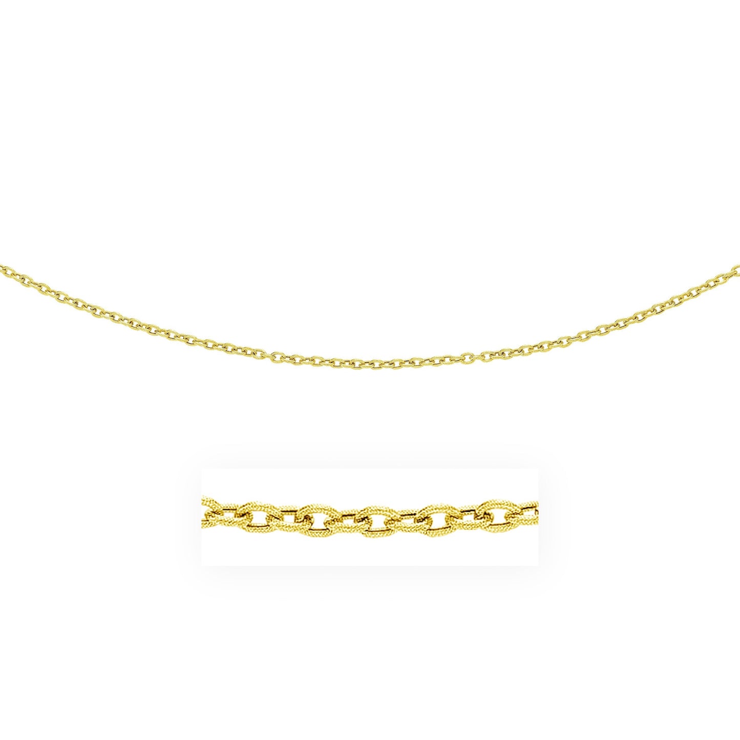 Size: 20'' - 14k Yellow Gold Pendant Chain with Textured Links (3.3 mm)