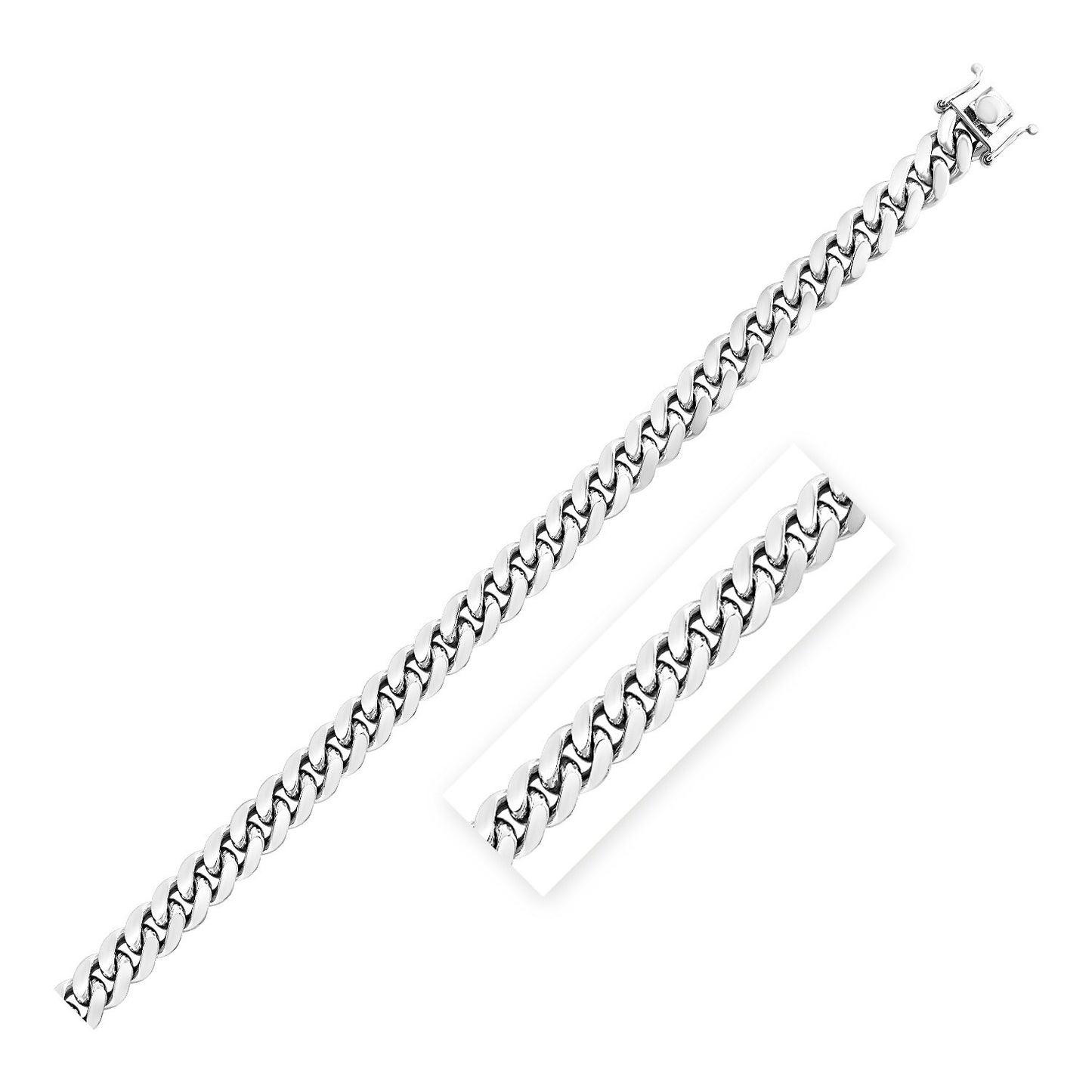 Size: 22'' - Sterling Silver Rhodium Plated Miami Cuban Chain (8.40 mm)