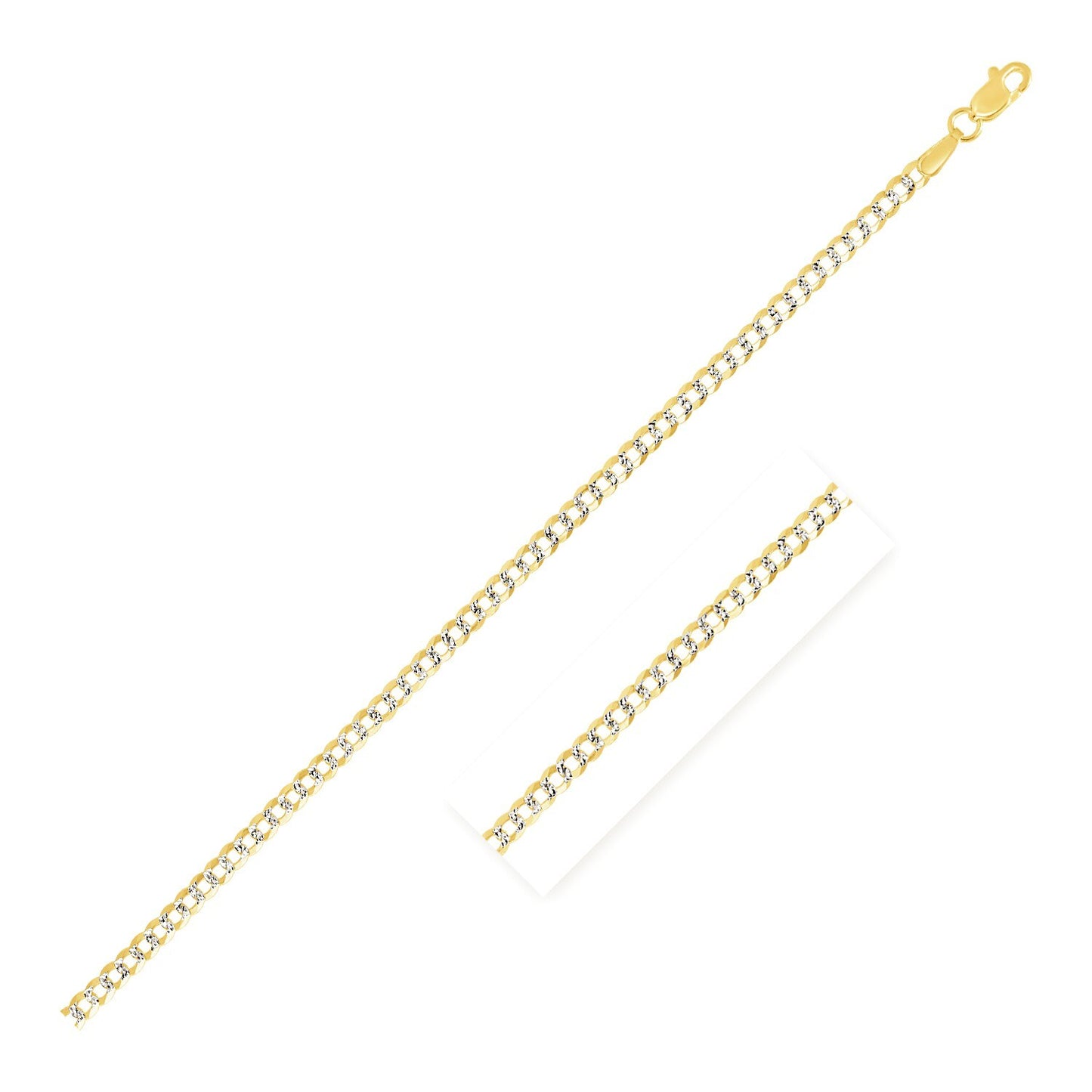 Size: 16'' - 14k Two Tone Gold Pave Curb Chain (2.60 mm)