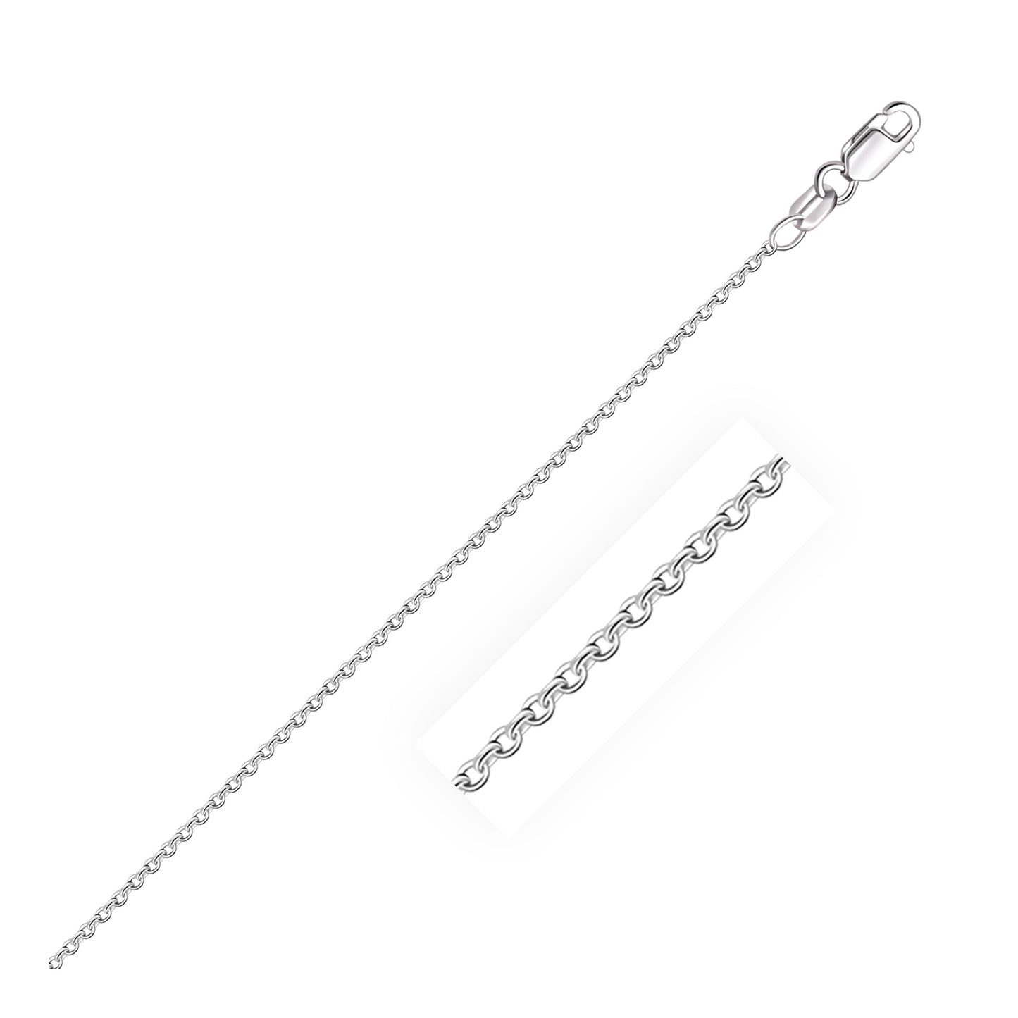 Size: 16'' - 18k White Gold Round Cable Chain (1.50 mm)