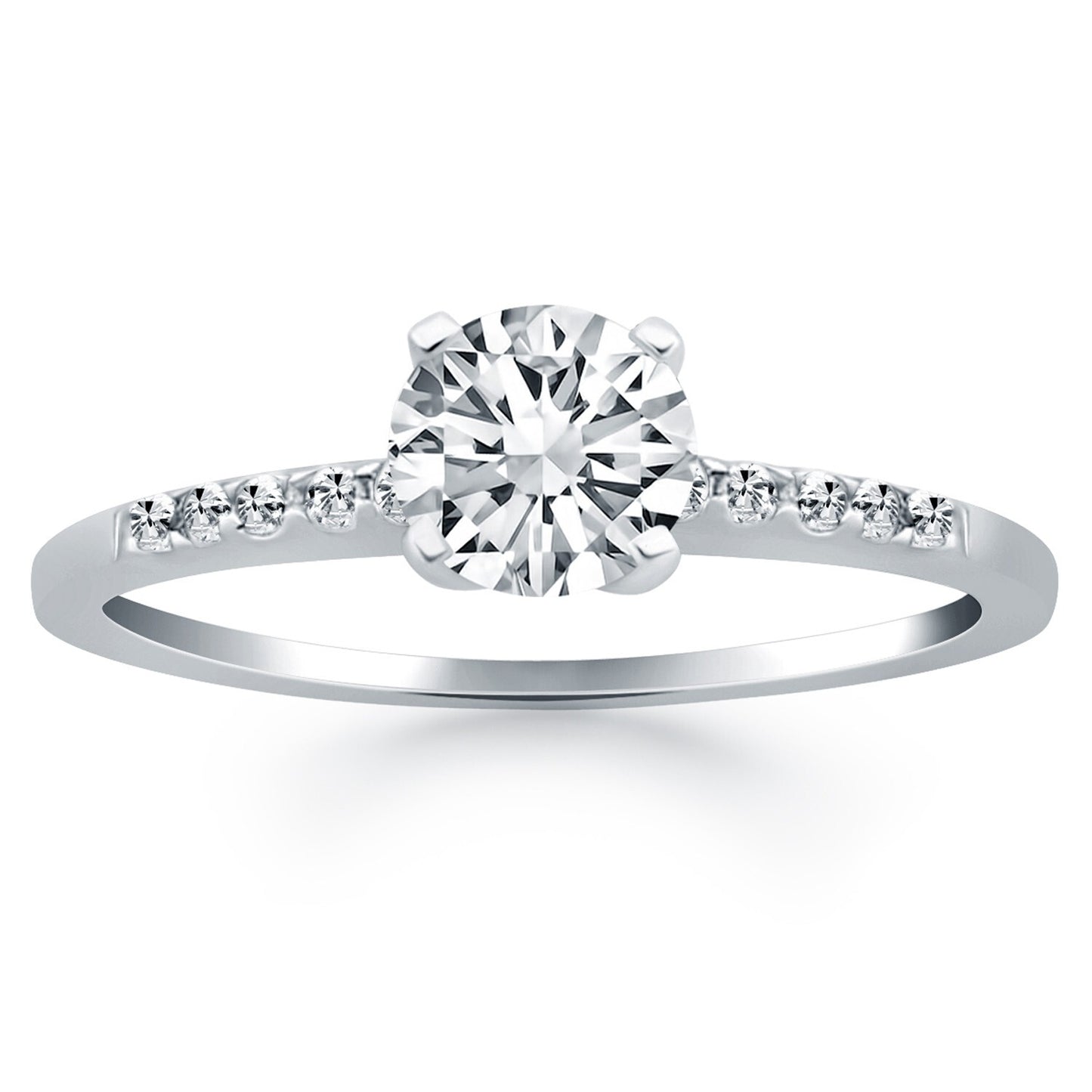 Size: 8.5 - 14k White Gold Engagement Ring Mounting with Diamond Band