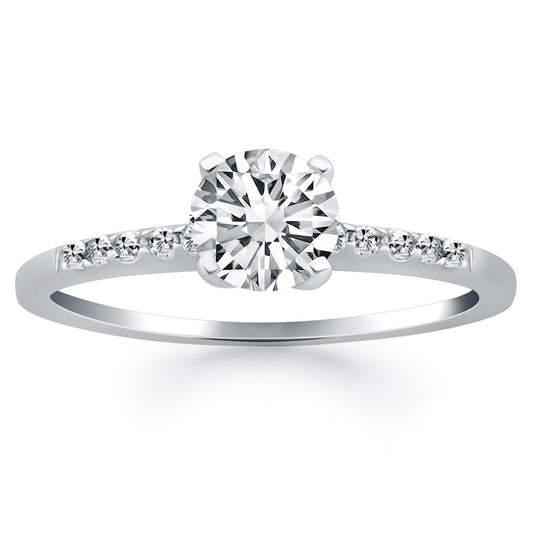 Size: 8.5 - 14k White Gold Engagement Ring Mounting with Diamond Band