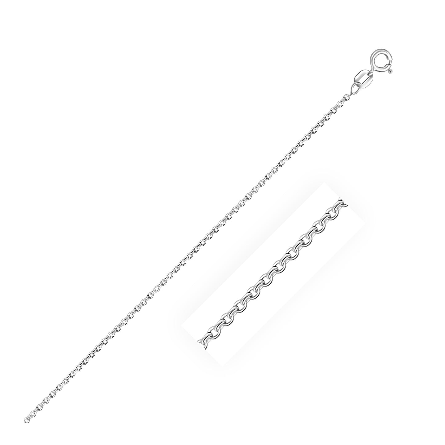 Size: 16 - 18k White Gold Diamond Cut Cable Link Chain (1.10 mm)