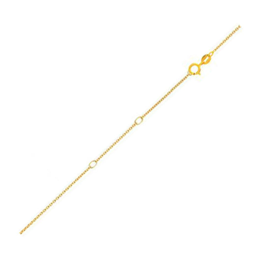 Size: 18 - Double Extendable Diamond Cut Cable Chain in Yellow Gold (0.68 mm)