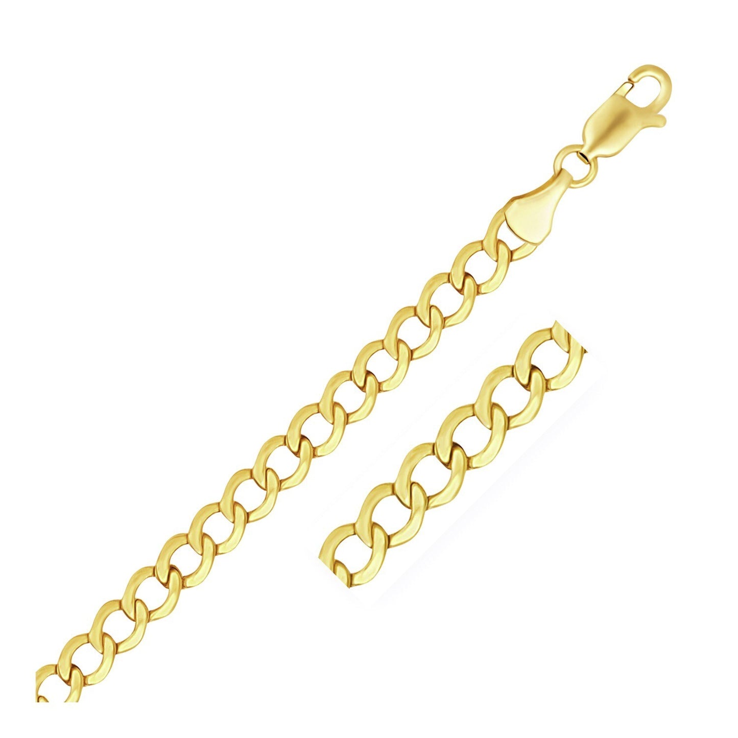 Size: 22'' - 10k Yellow Gold Curb Chain (5.30 mm)