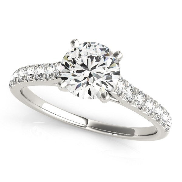 Size: 3.5 - 14k White Gold Single Row Band Diamond Engagement Ring (1 1/3 cttw)