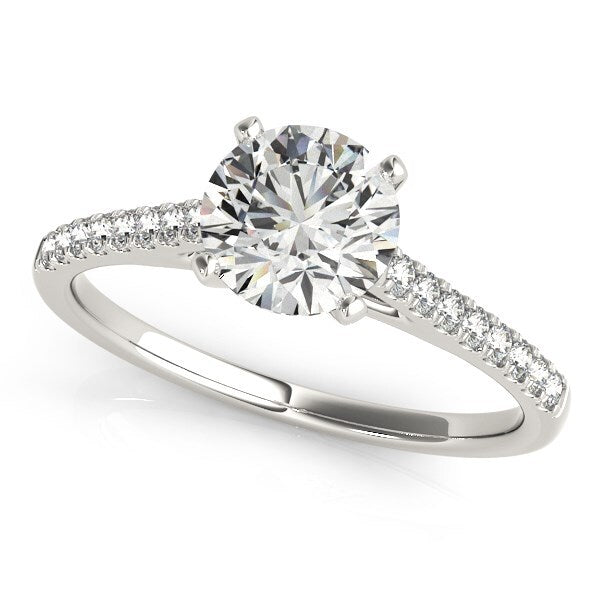 Size: 3.5 - 14k White Gold Pronged Round Diamond Engagement Ring (1 5/8 cttw)