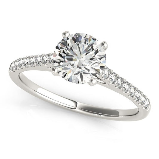 Size: 4.5 - 14k White Gold Pronged Round Diamond Engagement Ring (1 5/8 cttw)