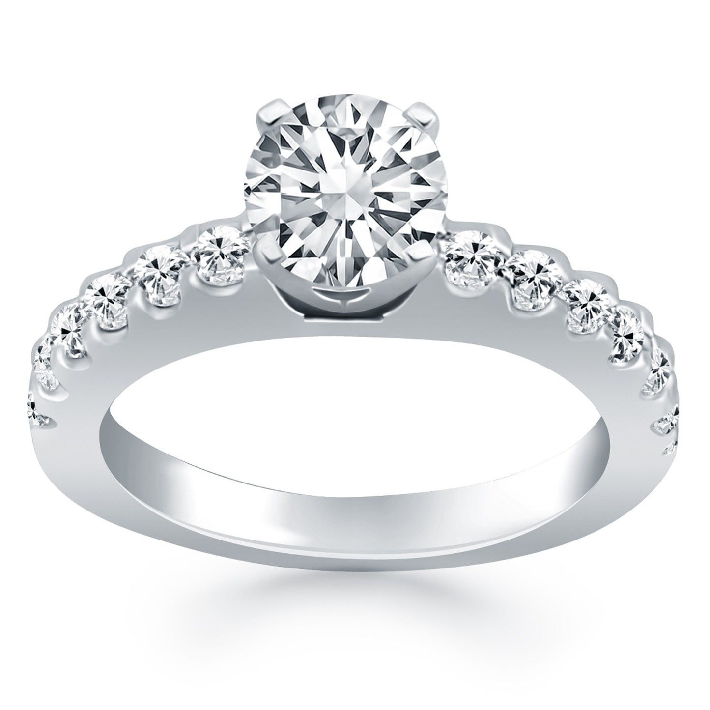 Size: 4.5 - 14k White Gold Diamond Micro Prong Cathedral Engagement Ring