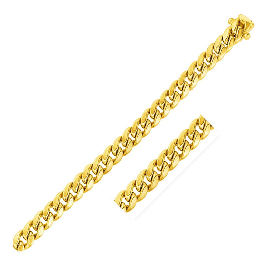 Size: 22 - 14k Yellow Gold Semi Solid Miami Cuban Chain (9.10 mm)