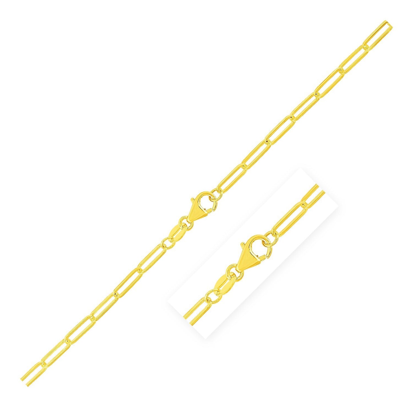 Size: 18 - 10K Yellow Gold Paperclip Chain (2.50 mm)