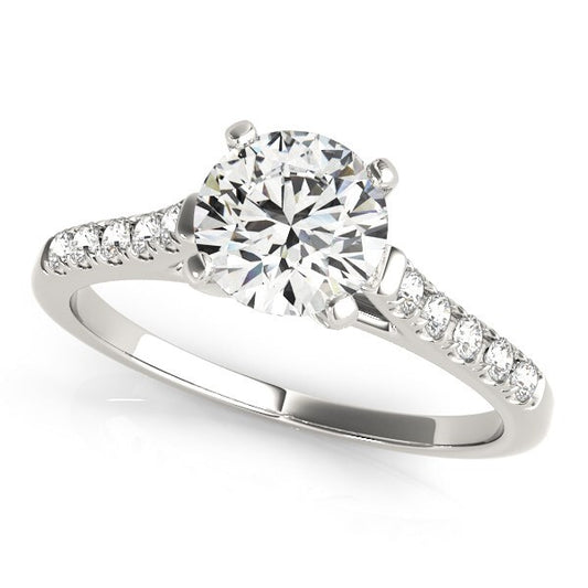 Size: 3.5 - 14k White Gold Cathedral Design Diamond Engagement Ring (1 1/8 cttw)