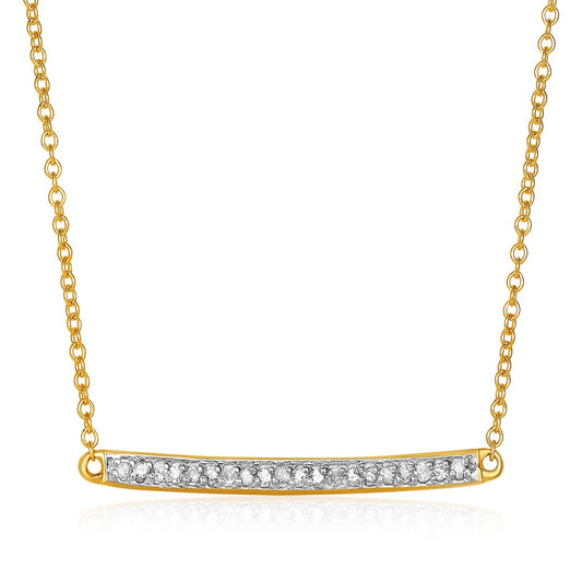 Size: 18'' - 14k Yellow Gold Necklace with Gold and Diamond Bar (1/10 cttw)