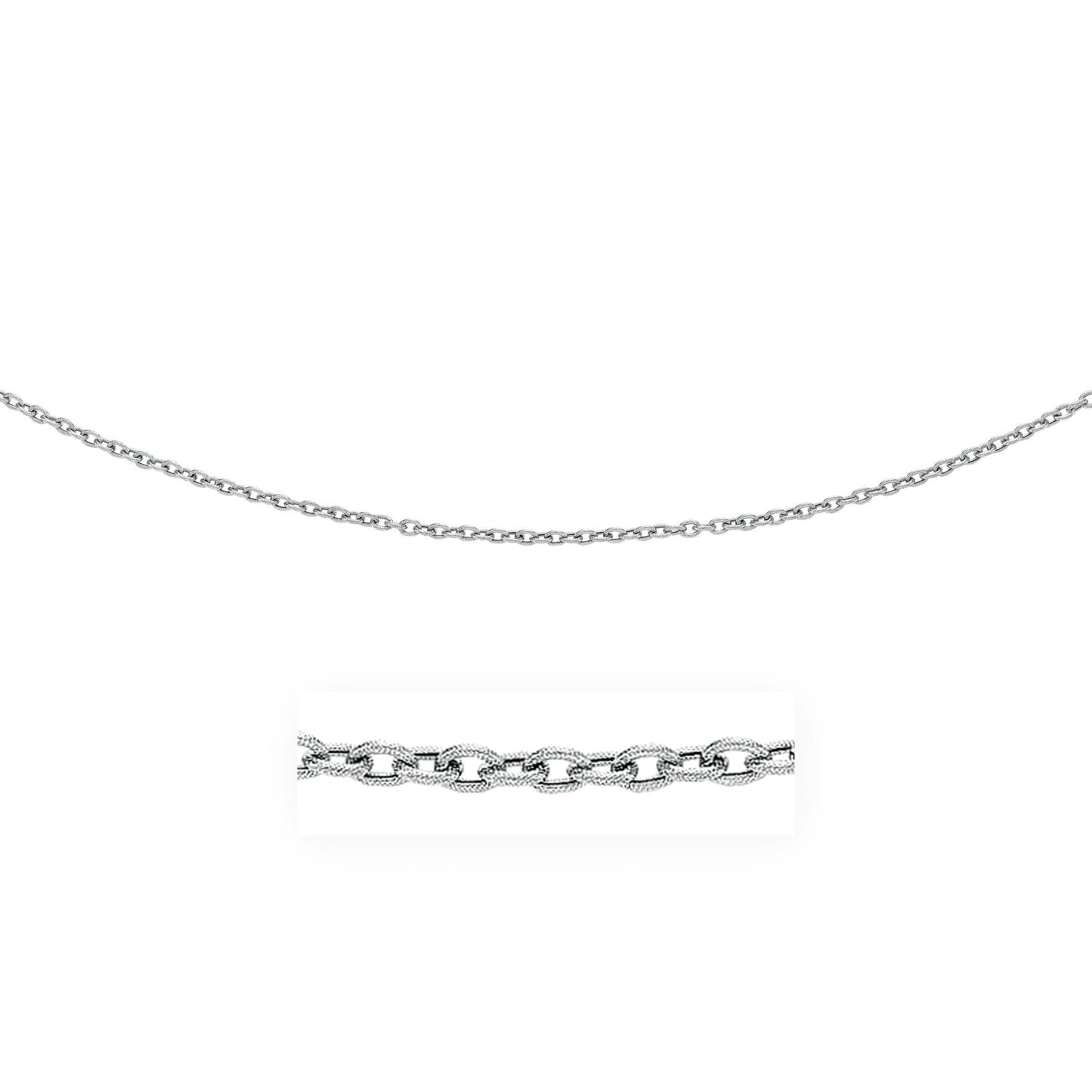 Size: 18'' - 14k White Gold Pendant Chain with Textured Links (2.90 mm)