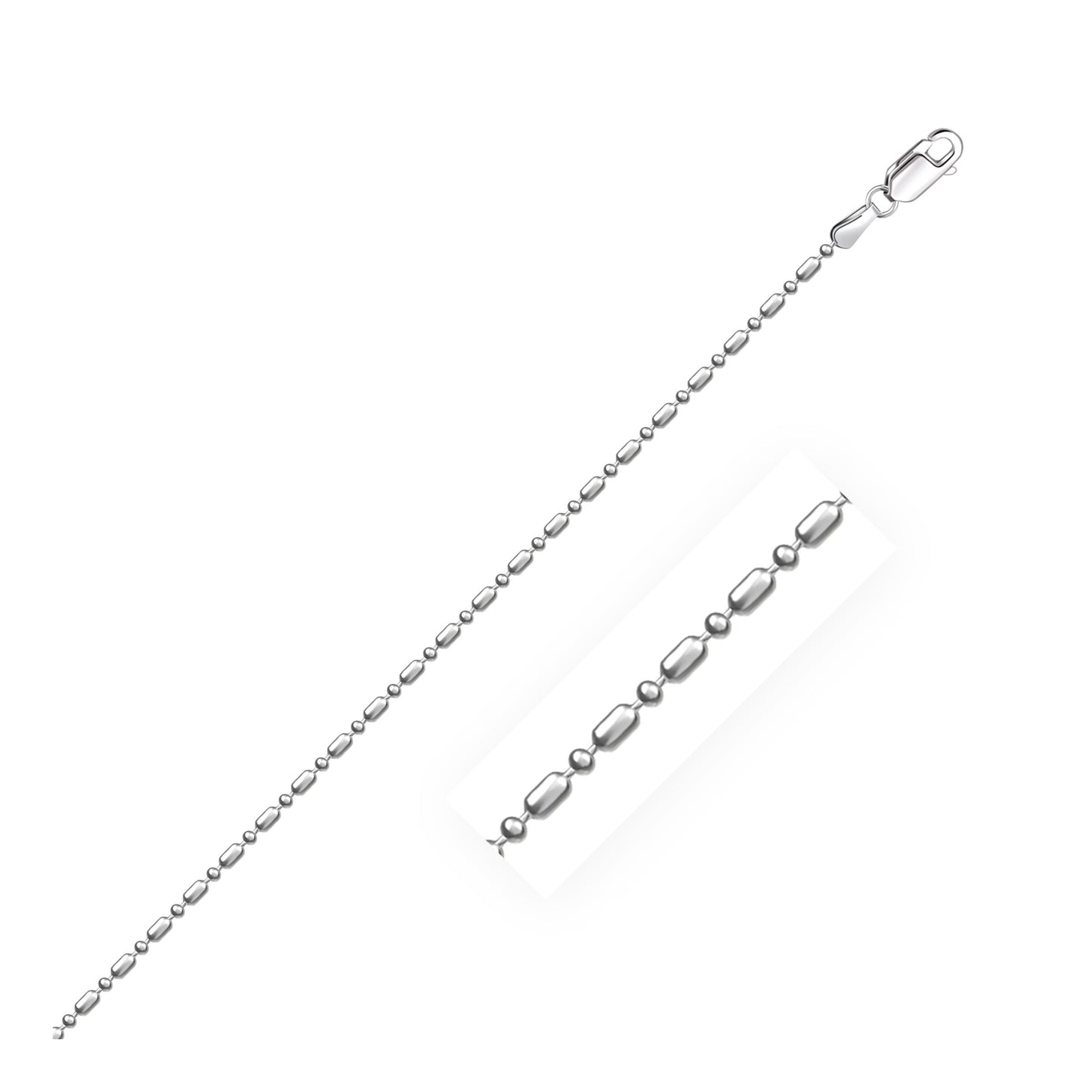 Size: 16'' - 14k White Gold Diamond-Cut Alternating Bead Chain (1.10 mm)