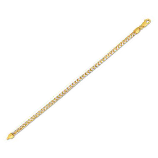 Size: 8 - Round Pave Franco Chain Bracelet in 14k Yellow Gold (4.0 mm)