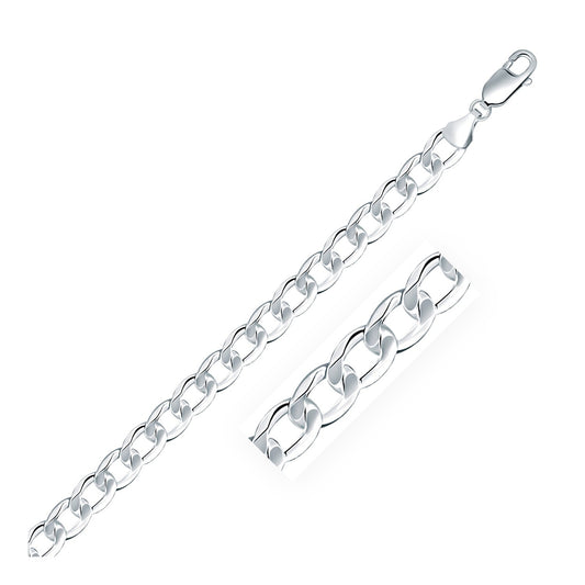 Size: 20'' - Rhodium Plated Sterling Silver Curb Style Chain (7.20 mm)