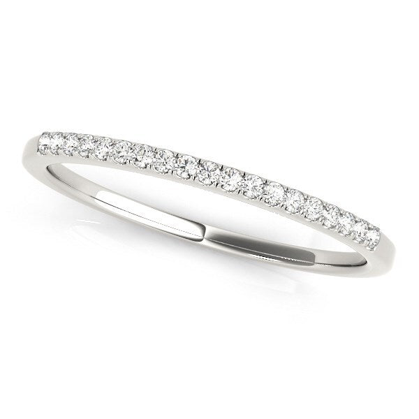 Size: 3.5 - 14k White Gold Round Thin Diamond Wedding Band (1/4 cttw)