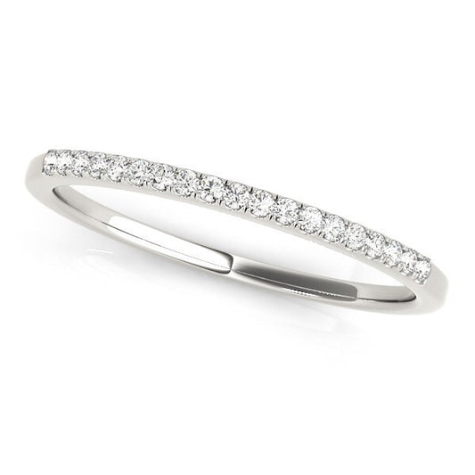 Size: 3 - 14k White Gold Round Thin Diamond Wedding Band (1/4 cttw)