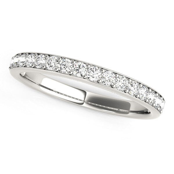 Size: 3.5 - 14k White Gold Prong Set Wedding Band with Diamonds (1/3 cttw)