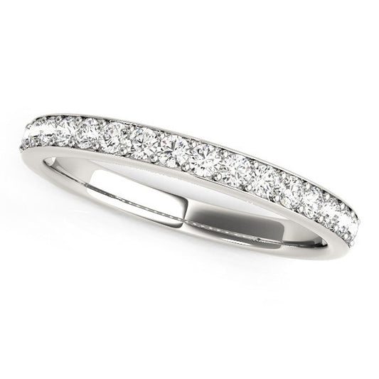 Size: 3 - 14k White Gold Prong Set Wedding Band with Diamonds (1/3 cttw)