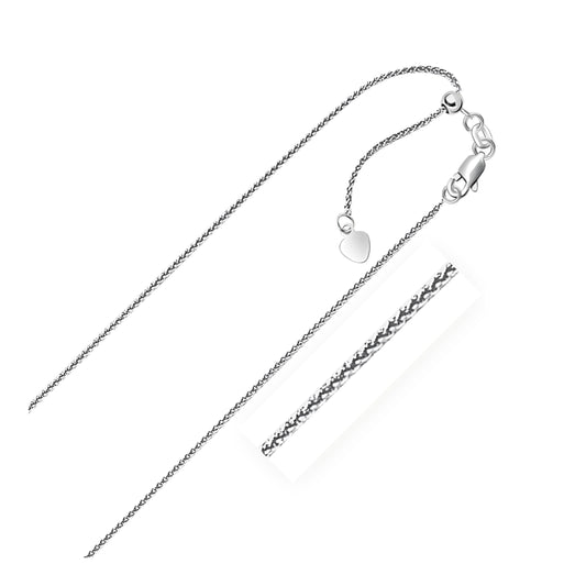 Size: 22'' - 14k White Gold Adjustable Wheat Chain (1.00 mm)