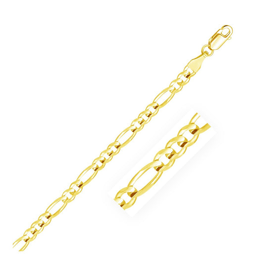 Size: 8'' - 4.5mm 14k Yellow Gold Solid Figaro Bracelet