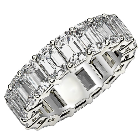 Size: 4.5 - Emerald Cut Lab Grown Diamond Eternity Ring in 14k White Gold (8 cttw FG/VS2)