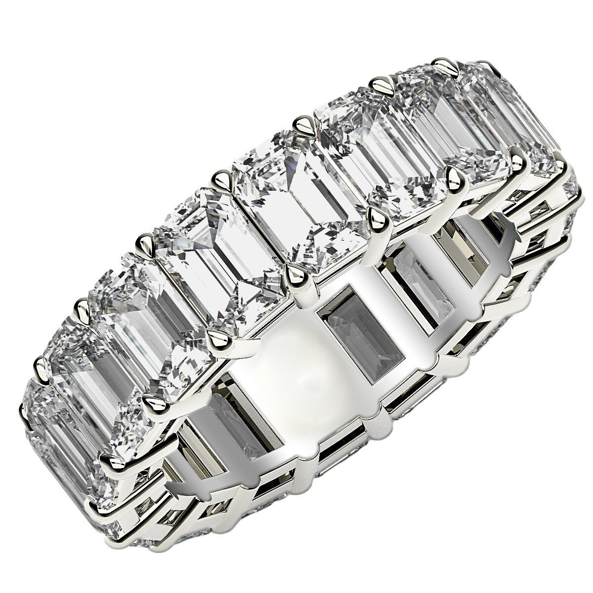 Size: 5 - Emerald Cut Lab Grown Diamond Eternity Ring in 14k White Gold (8 cttw FG/VS2)