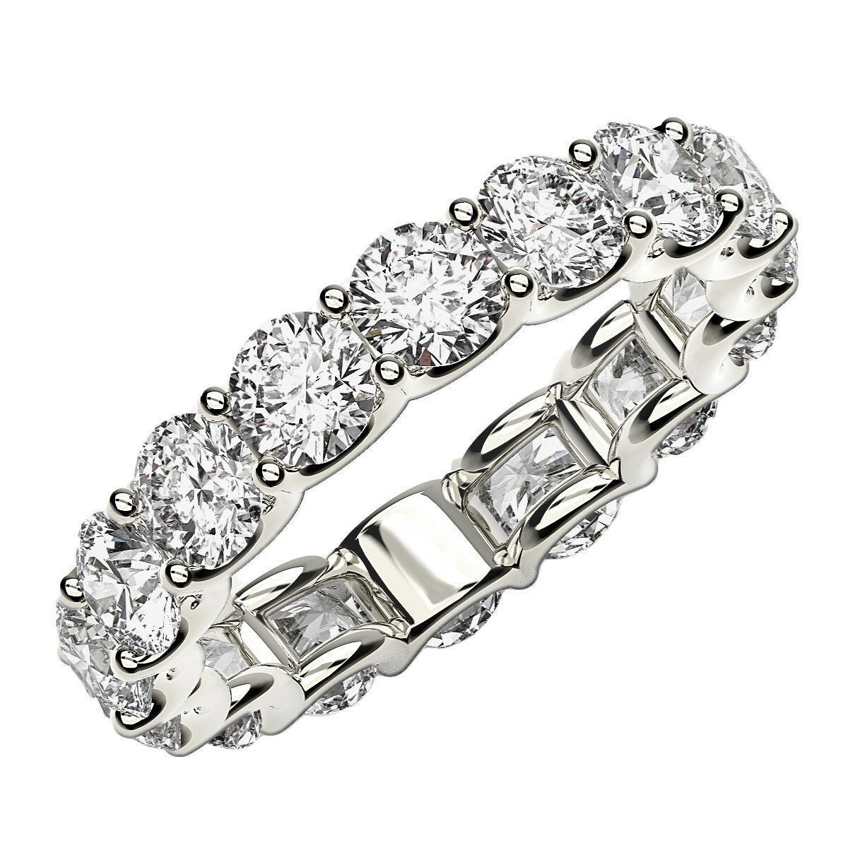 Size: 4.5 - Round Cut Lab Grown Diamond Eternity Ring in 14k White Gold (4 cttw FG/VS2)