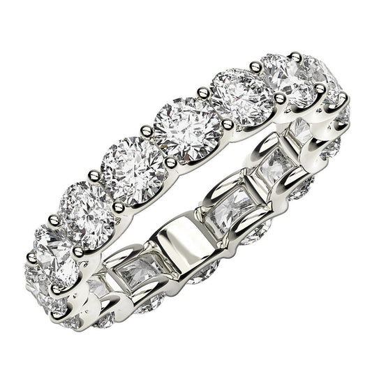 Size: 5.5 - Round Cut Lab Grown Diamond Eternity Ring in 14k White Gold (4 cttw FG/VS2)