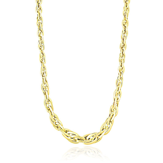 Size: 18'' - Polished Double Oval Link Chain Necklace in 14k Yellow Gold