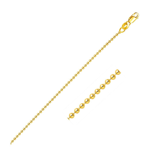 Size: 20 - 18k Yellow Gold Bead Chain 1.5mm (1.50 mm)