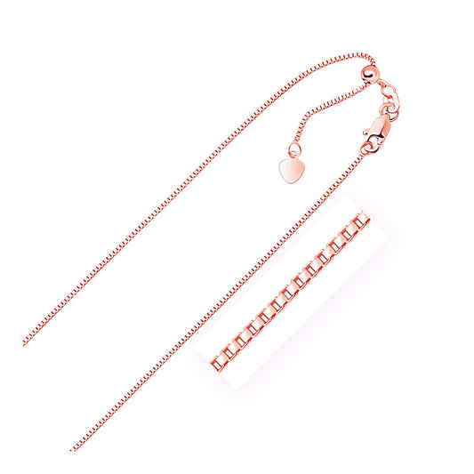 Size: 22'' - 14k Rose Gold Adjustable Box Chain (0.85 mm)