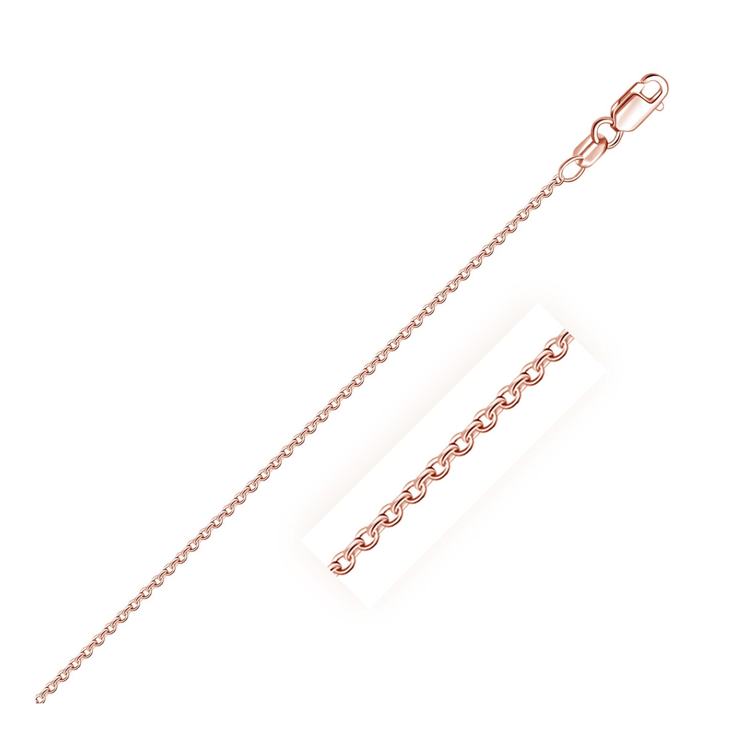 Size: 18'' - 18k Rose Gold Round Oval Link Chain (1.50 mm)