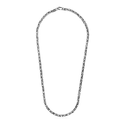 Size: 24'' - Sterling Silver Gunmetal Finish Byzantine Chain Necklace