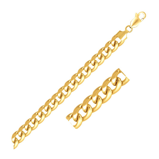 Size: 8.5'' - 8.0mm 10k Yellow Gold Light Miami Cuban Bracelet