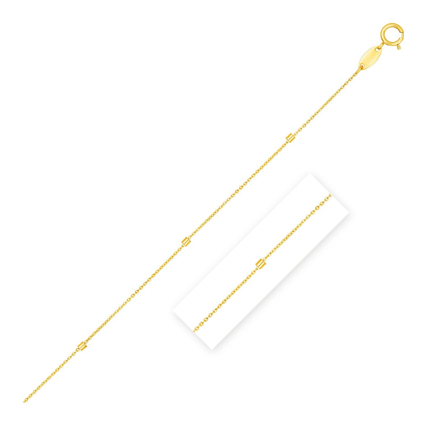 Size: 18'' - Bead Links Pendant Chain in 14k Yellow Gold (1.50 mm)