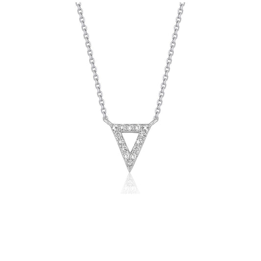 Size: 16'' - Diamond Inverted Triangle Pendant in 14k White Gold